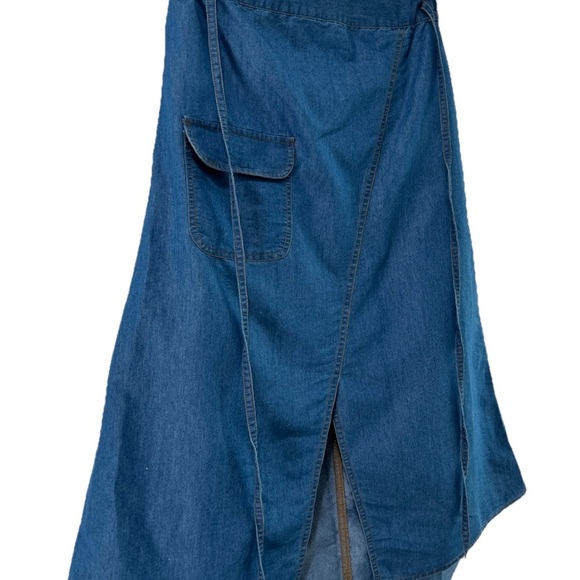 RD+koko A Line Mide Skirt Denim Blue Wrap Skirt - Picture 2 of 16